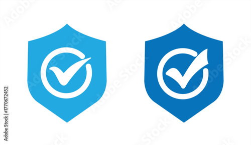 shield icon with check mark icon, vector illustration