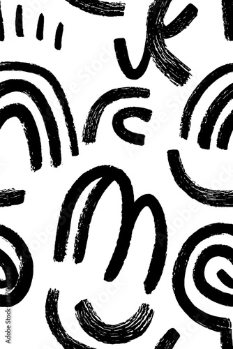 Minimalist abstract black and white bell pattern for modern art and design