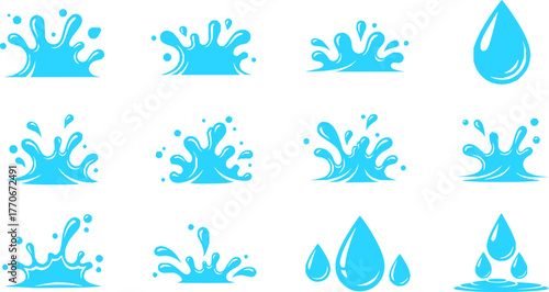 Splash water vector black set icon. Fresh droplet isolated black set icon. Vector illustration splash water on white background.
