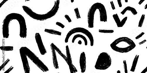 Minimalist black and white bracket pattern for modern art and design