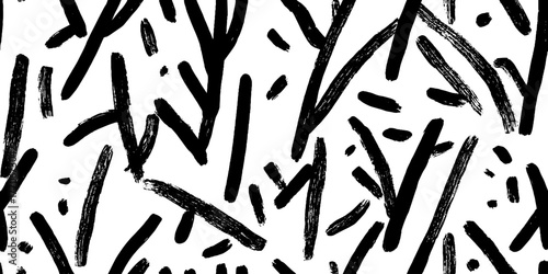 Minimalist abstract black and white branch pattern - modern design for print and decor