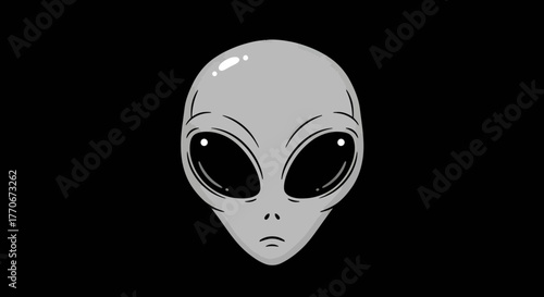 Stylized depiction of an extraterrestrial being with large, expressive eyes