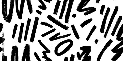 Minimalist abstract black and white brush marker pattern for stylish design