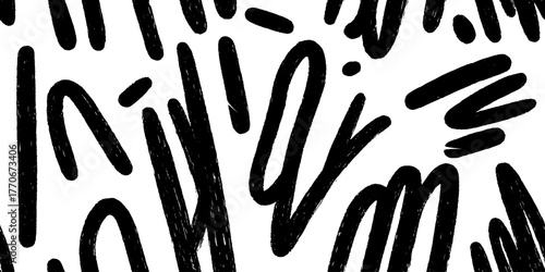 Minimalist abstract black and white brush stroke pattern for modern design