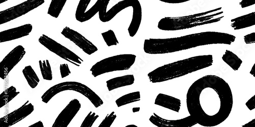 Minimalist abstract black and white brushstroke pattern for modern design