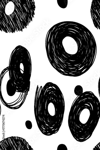 Minimalist abstract black and white circle pattern for modern design