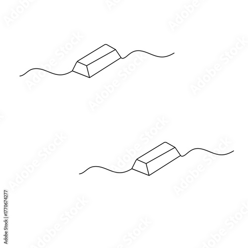 Gold bar icon continuous one line drawing outline vector illustration