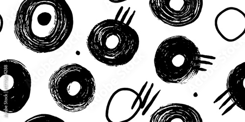 Minimalist abstract black and white circular pattern for modern design