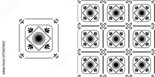 Seamless Floral Vector Pattern in Black and White