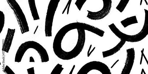 Minimalist black and white abstract pattern with curved brackets