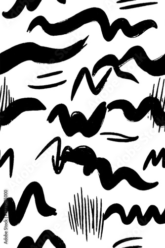 Minimalist black and white abstract pattern with dense vertical brushstrokes for modern decor