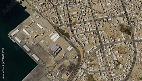 Yanbu al-Bahr in Saudi Arabia, aerial view of a drone on the Red Sea in August 2025