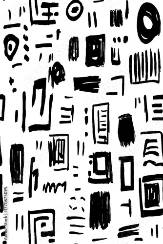 Minimalist black and white abstract pattern of doors for modern design