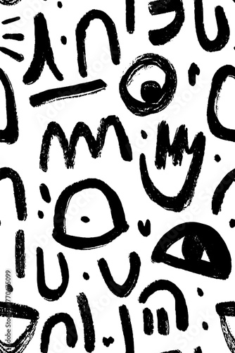 Minimalist abstract black and white pattern with door elements for modern design