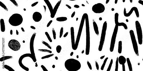 Minimalist black and white abstract pattern of dots and spots for modern design