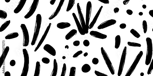 Minimalist abstract black and white dotted pattern design for modern decor