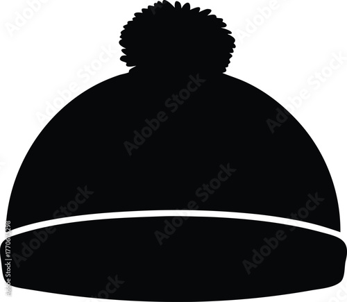 Knit bobble hat silhouette vector graphic