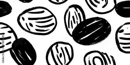 Minimalist abstract black and white egg pattern for modern design