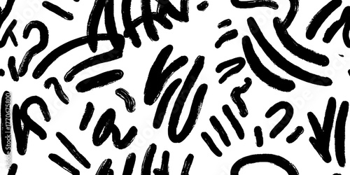 Minimalist abstract black and white hand-drawn eyelash pattern design for artistic backgrounds