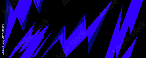 sports background, banner design in blue and black with pointed shapes and empty space