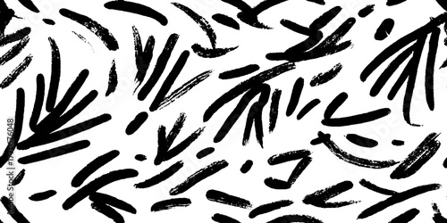 Minimalist abstract feather pattern in black and white for modern design