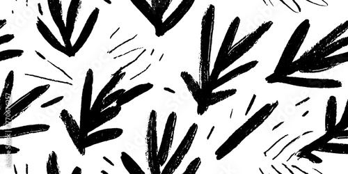 Minimalist abstract fern pattern in black and white for creative design projects