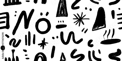 Minimalist black and white festive icons pattern for creative design