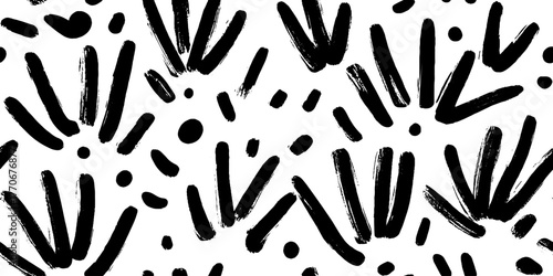 Minimalist abstract pattern with black and white grain spikes for modern design