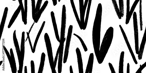 Minimalist black and white grass blade pattern for modern design projects