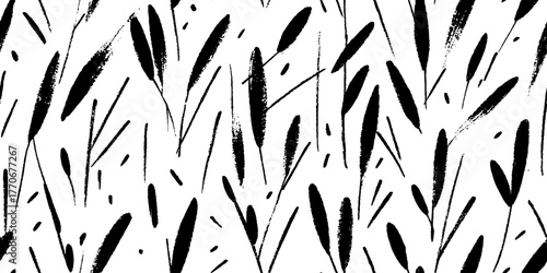 Minimalist abstract black and white grass pattern design for creative use