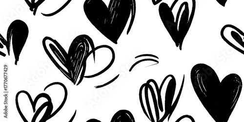Minimalist abstract heart pattern in black and white for artistic design