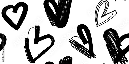 Minimalist abstract black and white heart pattern design for modern decor