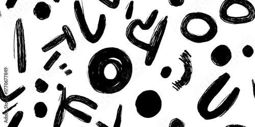 Minimalist abstract black and white ink dot pattern for modern art design