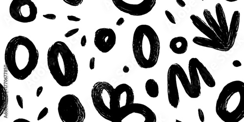Minimalist abstract black and white ink drop pattern for creative design