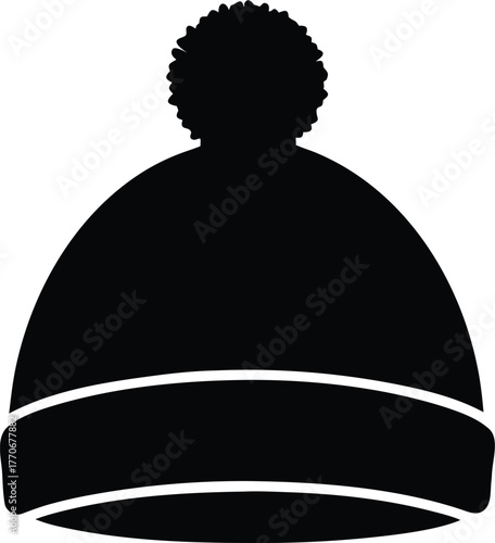 winter bobble hat silhouette vector