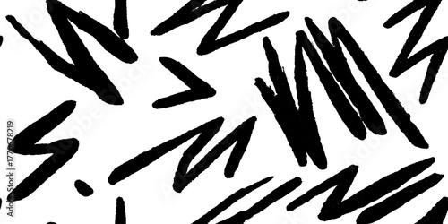 Minimalist abstract lightning bolt pattern in black and white for modern design