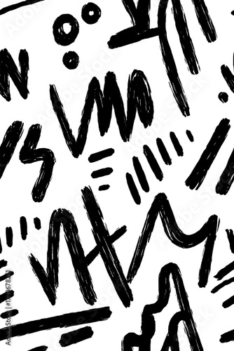 Minimalist abstract black and white hand-drawn letter pattern for modern design