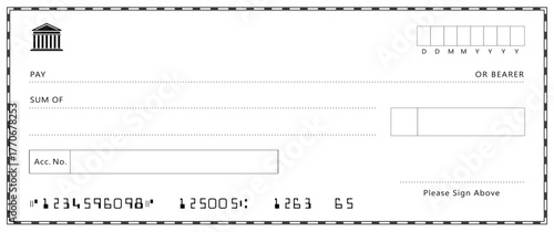 Bank check, vector blank money cheque, checkbook template with guilloche pattern and fields. Currency payment coupon, money check background	