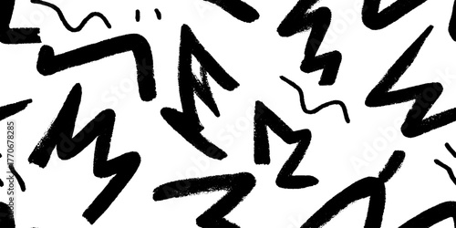 Minimalist abstract black and white lightning bolt pattern for graphic design