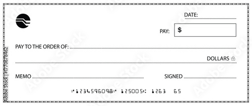Bank check, vector blank money cheque, checkbook template with guilloche pattern and fields. Currency payment coupon, money check background	