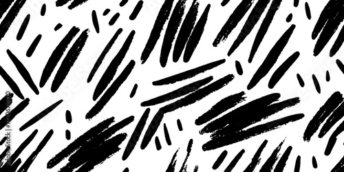 Minimalist abstract pattern with black and white brush strokes for modern design