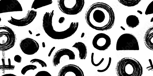 Minimalist abstract black and white crescent moon pattern design