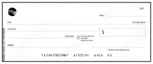 Bank check, vector blank money cheque, checkbook template with guilloche pattern and fields. Currency payment coupon, money check background	