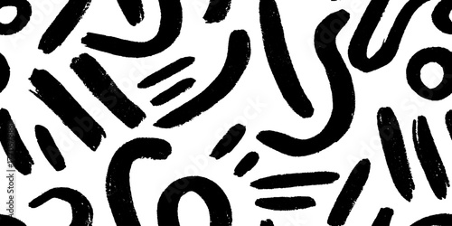 Minimalist abstract black and white pattern with nose shapes for design projects
