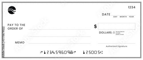 Bank check, vector blank money cheque, checkbook template with guilloche pattern and fields. Currency payment coupon, money check background	