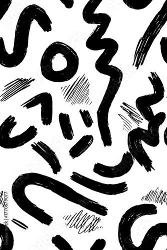 Minimalist black and white abstract orange pattern design for artistic decor