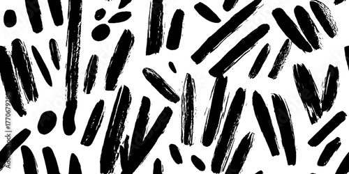 Minimalist abstract black and white pattern with pen hatches for modern design