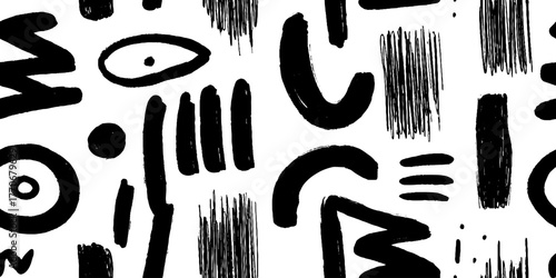 Minimalist abstract black and white pattern with sand grain motif for design