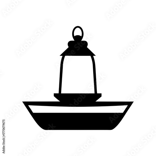 Stylized Black and White Bird Feeder Illustration with Hanging Design