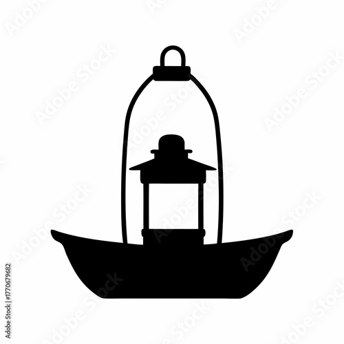 Silhouette of an antique bird feeder structure with a bowl and roof